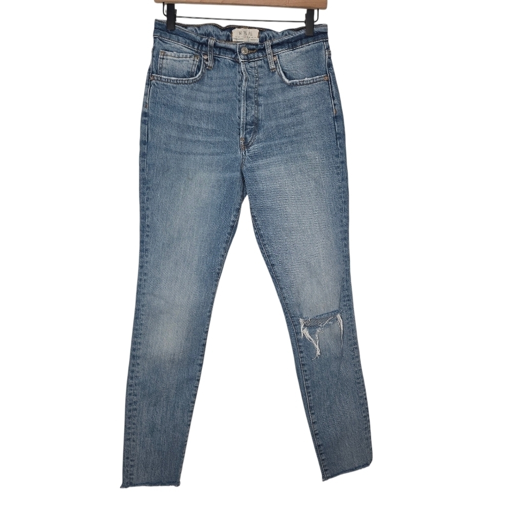 We The Free Womens High Rise Medium Wash Distressed Buttonfly Denim Jeans 27